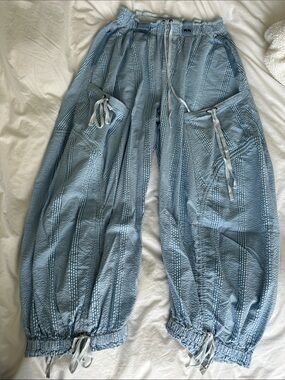 Free People Light Blue Striped Casual Pants